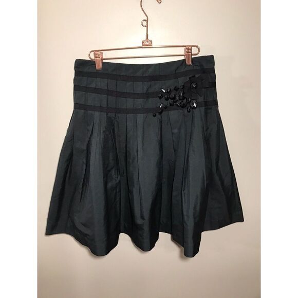 Robert Rodriguez Pleat Skirt Women’s Size 6 Embellished Ribbon Party Black FLAW - Picture 2 of 9